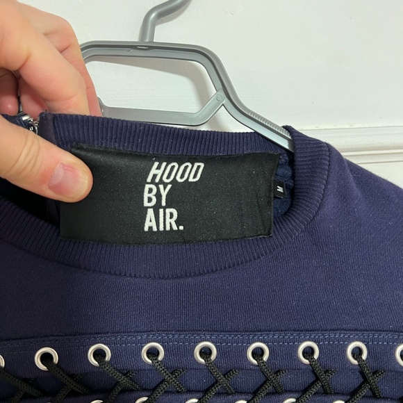 Hood By Air Laced-up Navy Sweatshirt Size Medium - Picture 2 of 3